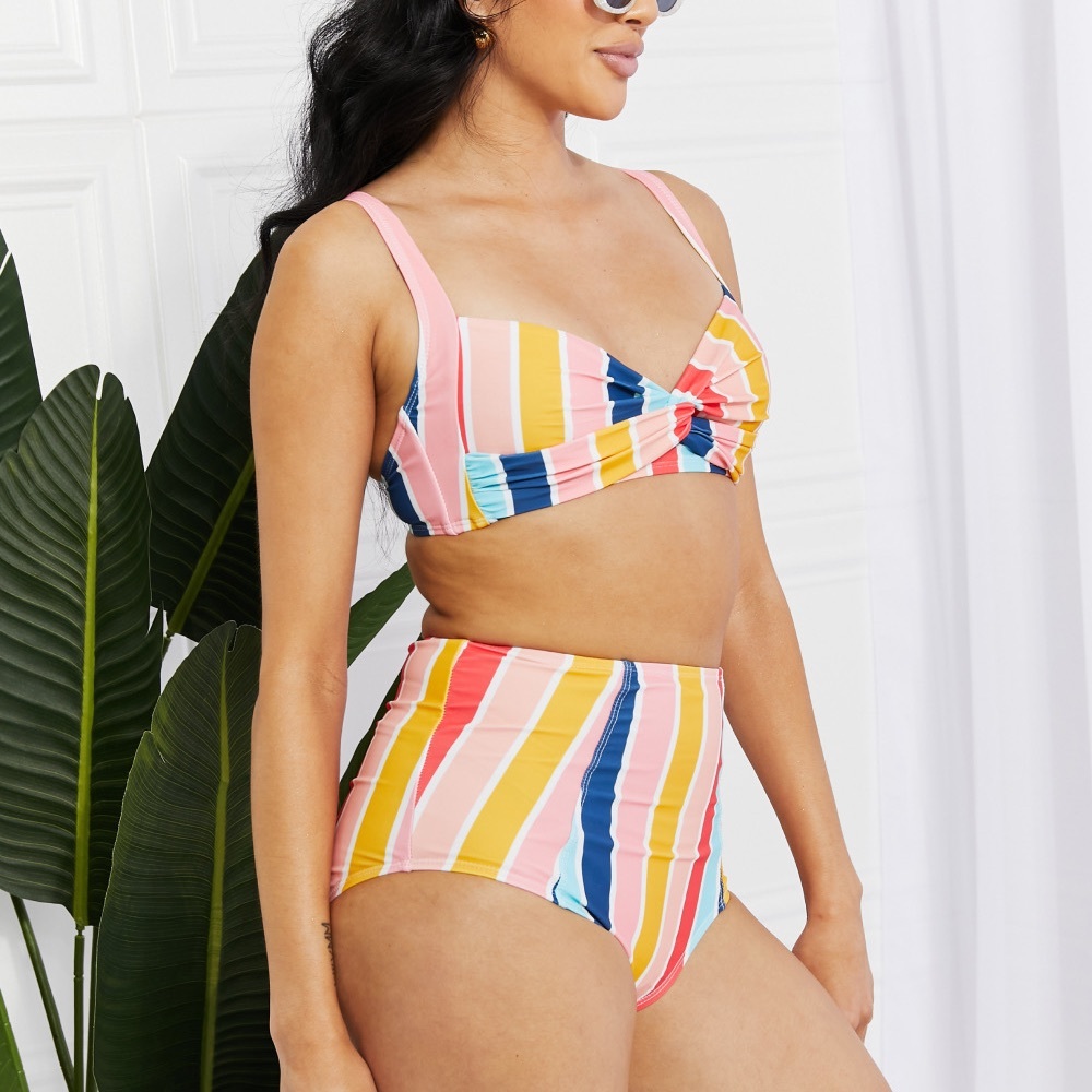 MARINA WEST SWIM Take A Dip Twist Front High-Rise Bikini in Retro Stripe - Picture 8 of 12